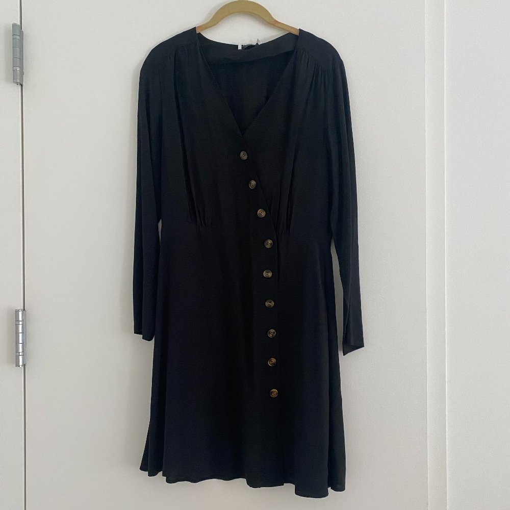 & Other Stories Black Button Down Midi Dress